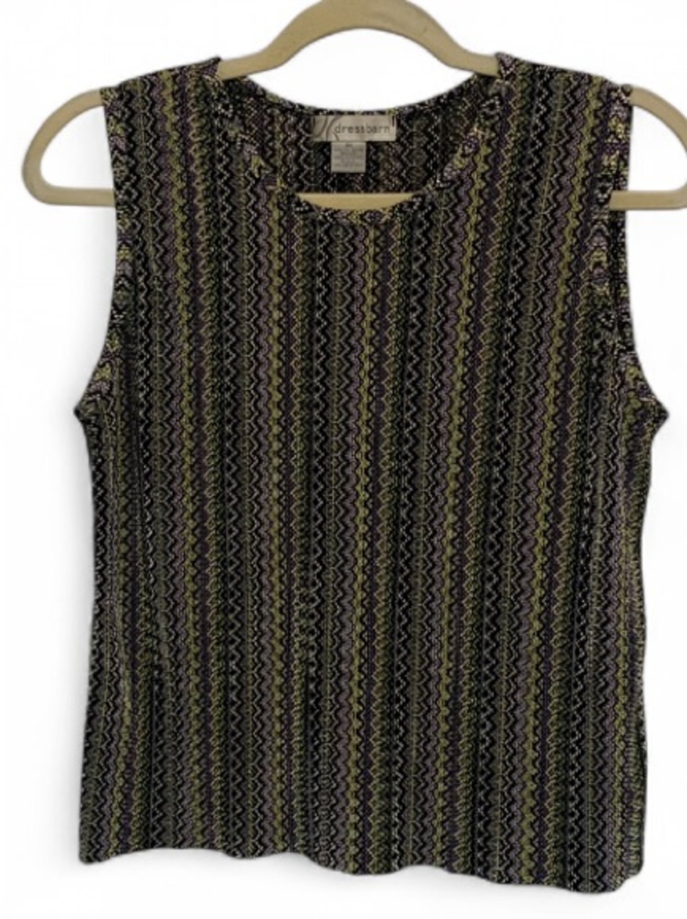 Y2K dressbarn Purple Black and Green Sleeveless Chevron-Pattern Tank